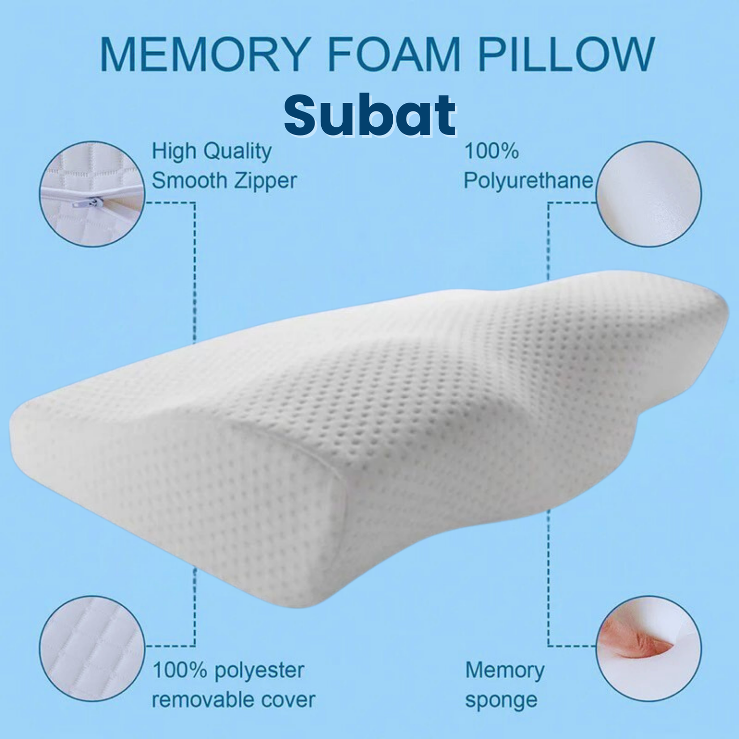 Cervical memory foam neck pillow